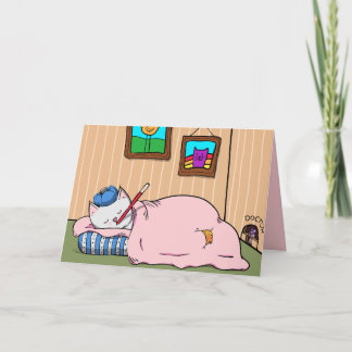 Tarjeta De Agradecimiento Sick Kitty Cat, Ponte bien pronto