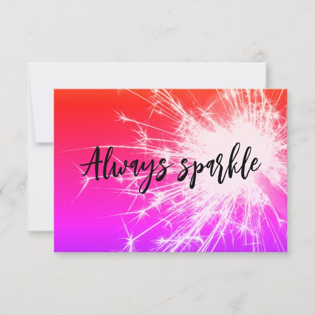 Tarjeta De Agradecimiento siempre brilla brillantina rosa morado naranja (Anverso)