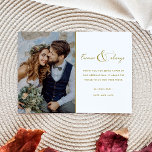Tarjeta De Agradecimiento Siempre con Boda de oro. Gracias.<br><div class="desc">Guión dorado "Siempre y siempre" boda de diseño tarjeta de agradecimiento con tu foto boda favorita. Gracias a tu familia y amigos por ser parte de la celebración de tu boda con estas tarjetas de agradecimiento de fotos personalizadas.</div>