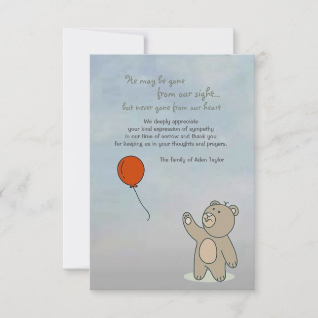 Tarjeta De Agradecimiento Siempre en nuestra pérdida del corazón gracias (Anverso)