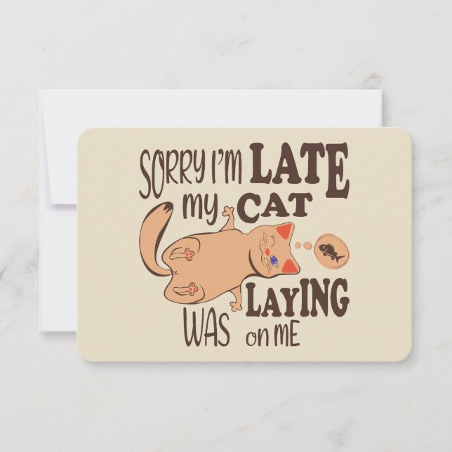 Tarjeta De Agradecimiento Siento haber llegado tarde cuando mi gato se posó  (Anverso)