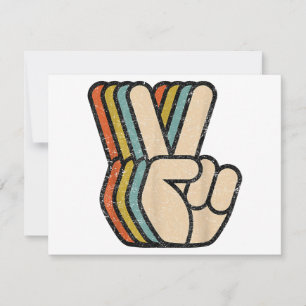 Tarjeta De Agradecimiento Signo de paz retro V Dedos ventilado años 60 años 