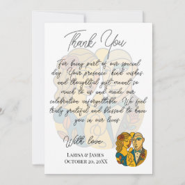 Tarjeta De Agradecimiento Silhouette artística Destino Boda de Arte Moderno