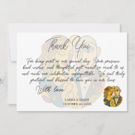 Tarjeta De Agradecimiento Silhouette artística Destino Boda de Arte Moderno