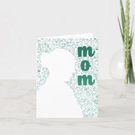 Tarjeta De Agradecimiento Silhouette blanca de una mamá