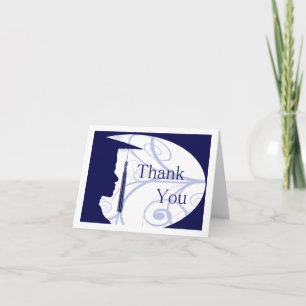 Tarjeta De Agradecimiento Silhouette Blue and White Man