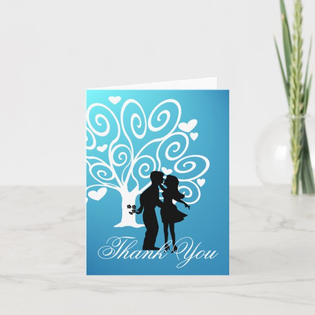 Tarjeta De Agradecimiento Silhouette Couple Gracias (Anverso)