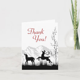 Tarjeta De Agradecimiento Silhouette Deer Couple Mountain Gracias