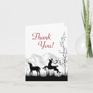 Tarjeta De Agradecimiento Silhouette Deer Couple Mountain Gracias