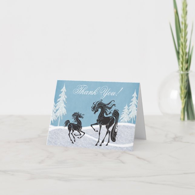 Tarjeta De Agradecimiento Silhouette Mare y Foal Winse (Anverso)