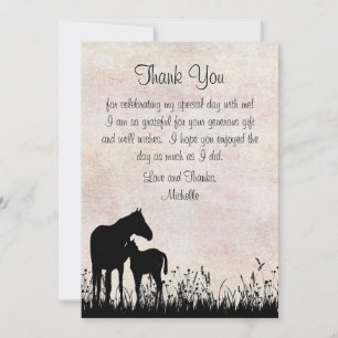 Tarjeta De Agradecimiento Silhouette Mare y Foe Horse Baby Shower Flat