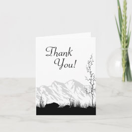 Tarjeta De Agradecimiento Silhouette Mountain Black and White Gracias