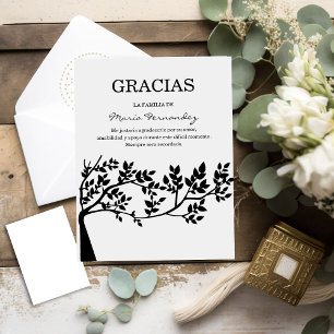 Tarjeta De Agradecimiento Silhouette Tree Espanol Funeral Gracias Gracias Gr
