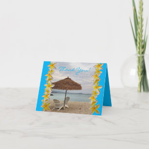 Tarjeta De Agradecimiento Sillas y Paraguas Playa Gracias