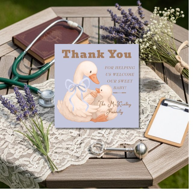 Tarjeta De Agradecimiento Silly Goose Blue Labor  Delivery NICU Hospital    (Silly Goose Blue Labor Delivery NICU Hospital Thank You Card)