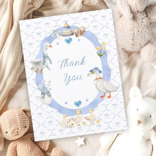 Tarjeta De Agradecimiento Silly Goose Whimsical Bow Boy Shower