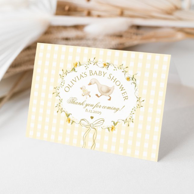 Tarjeta De Agradecimiento Silly Goose Wildflower Gingham Baby Shower (Subido por el creador)
