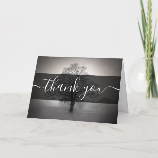 Tarjeta De Agradecimiento Silueta de árbol personalizada en blanco y negro y