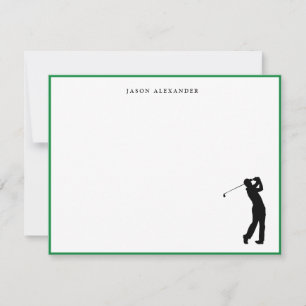 Tarjeta De Agradecimiento Silueta de golfista borde verde personalizado