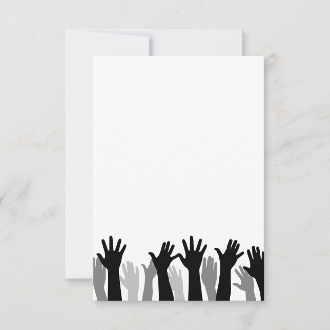 Tarjeta De Agradecimiento Silueta de manos levantadas, levantamiento de mano (Anverso)
