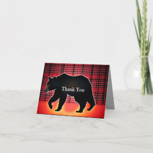 Tarjeta De Agradecimiento Silueta De Oso Negro En La Plancha
