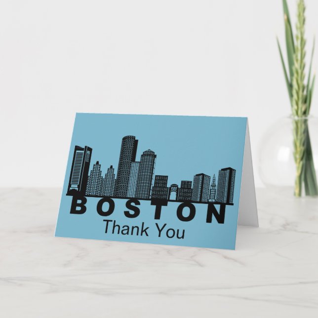 Tarjeta De Agradecimiento Silueta del horizonte de Boston  (Anverso)