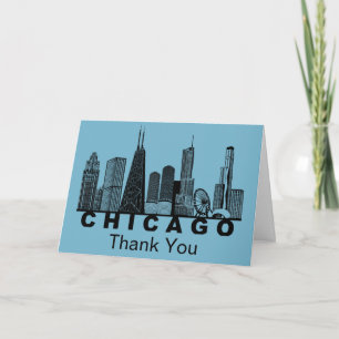 Tarjeta De Agradecimiento Silueta del horizonte de Chicago