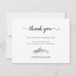 Tarjeta De Agradecimiento Silueta elegante de hojas