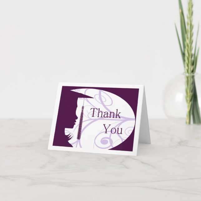 Tarjeta De Agradecimiento Silueta morada y blanca (Anverso)