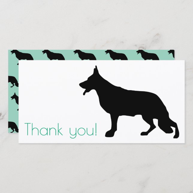 Tarjeta De Agradecimiento Silueta negra de pastor alemán (Anverso / Reverso)