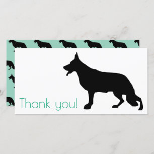 Tarjeta De Agradecimiento Silueta negra de pastor alemán