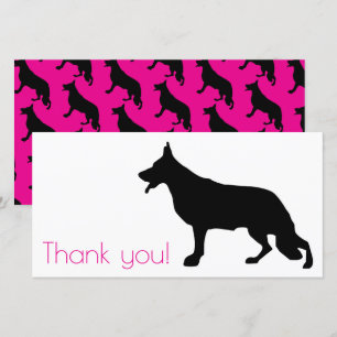 Tarjeta De Agradecimiento Silueta Negra de Pastor Alemán