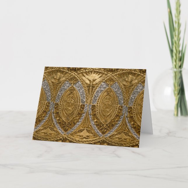 Tarjeta De Agradecimiento Silver And Gold Art Deco Pattern (Anverso)