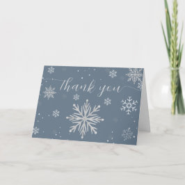 Tarjeta De Agradecimiento Silver Blue Magical Winter Snowflake Baby Shower 