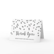 Silver Confetti Baby Shower Gracias