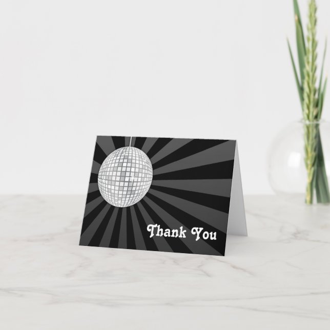 Tarjeta De Agradecimiento Silver Disco Ball Thank You Note (Anverso)
