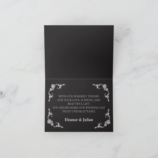 Tarjeta De Agradecimiento Silver Elegance Collection Wedding Folded  (Interior)