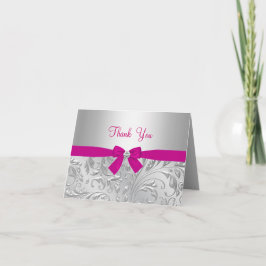 Tarjeta de agradecimiento Silver Floral Swirl & Bo