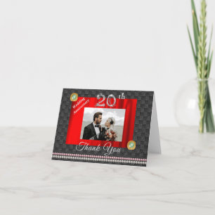 Tarjeta De Agradecimiento Silver & Gems 20º aniversario Boda Gracias