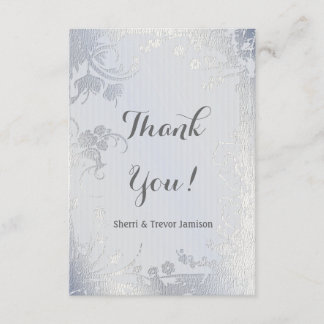 Tarjeta De Agradecimiento Silver Glimmer Aniversario Floral Gracias