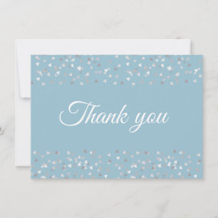 Tarjeta De Agradecimiento Silver Hearts Confetti Script Gracias