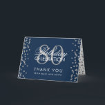 Tarjeta De Agradecimiento Silver Navy Blue 80th Birthday Gracias Purpurina<br><div class="desc">Elegante plantilla de Confetti Purpurina de la Marina de los Condados Plata Faux 80th Birthday Party Blue. Fácil de usar y fácil de personalizar. ¡No te quedes sin el tuyo!</div>