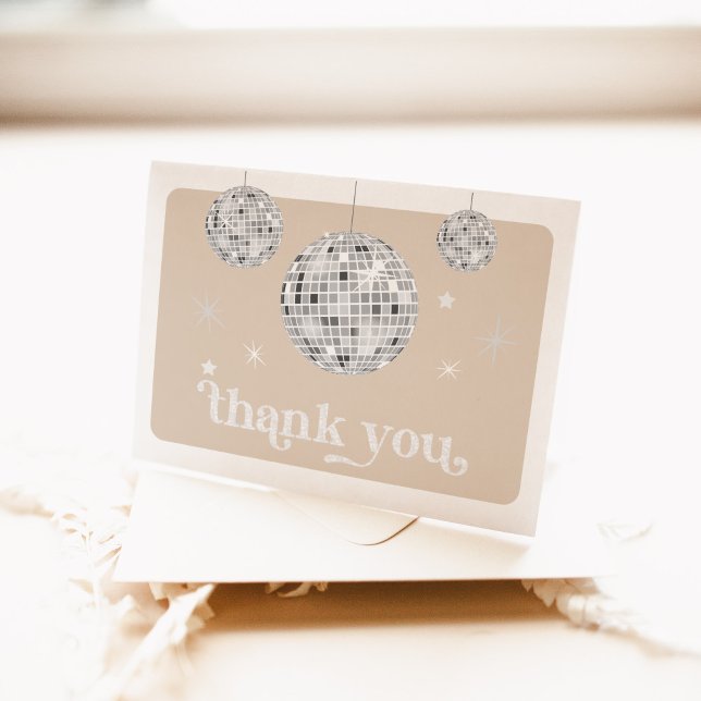 Tarjeta De Agradecimiento Silver Retro Disco Groovy Bridal Shower (Thank you card)