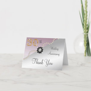 Tarjeta De Agradecimiento Silver Rosa Gold 30° aniversario Gracias