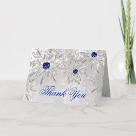 Tarjeta De Agradecimiento Silver Royal Blue ducha de novia en invierno Graci