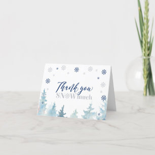 Tarjeta De Agradecimiento Silver y Blue Winter Wonderland Foto Gracias