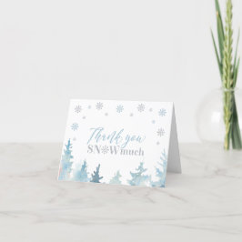 Tarjeta De Agradecimiento Silver y Blue Winter Wonderland Foto Gracias