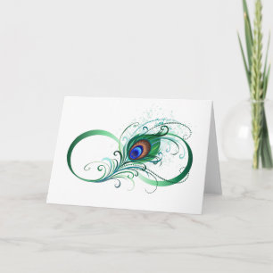 Tarjeta De Agradecimiento Símbolo de infinito con pluma de pavo real