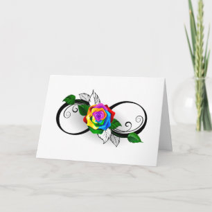 Tarjeta De Agradecimiento Símbolo de infinito con rosa de arcoíris