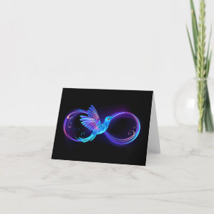 Tarjeta De Agradecimiento Símbolo de infinito neón con colibrí brillante